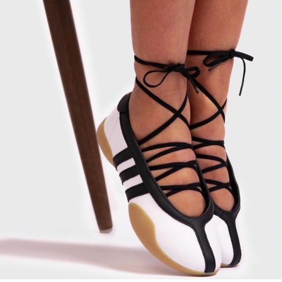 adidas Shoes - Adidas Taekwondo White & Black Lace-Up Ballet Sneakers